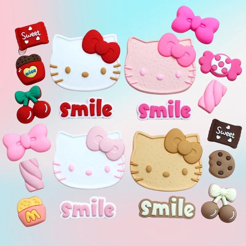 

Miniso Cookie Series Theme Hello Kitty Cartoon Shoe Charms With Holes For Clogs Cute Diy Decorative Xmas Halloween Party Gifts