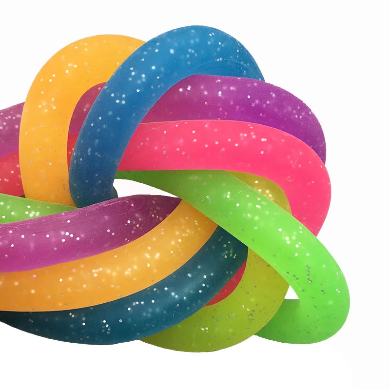 10PCS Jumbo Colorful Fidget Noodles Toys Squeeze Release Anxiety For Kids Glitter Stretchy Strings Classroom Prize Party Favors