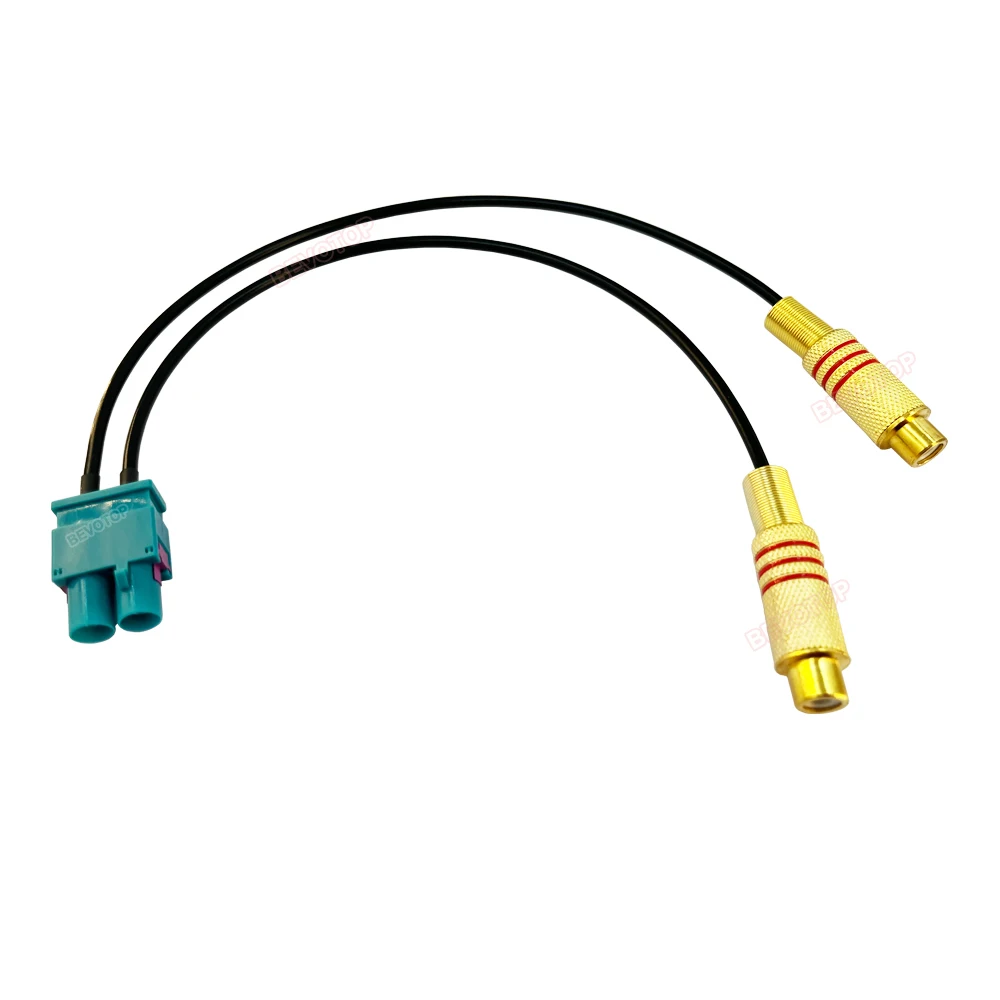 BEVOTOP New Twin FAKRA Splitter Cable Twin Fakra Z Male to 2 * RCA Female Jack RG174 Pigtail RF Coaxial Cable