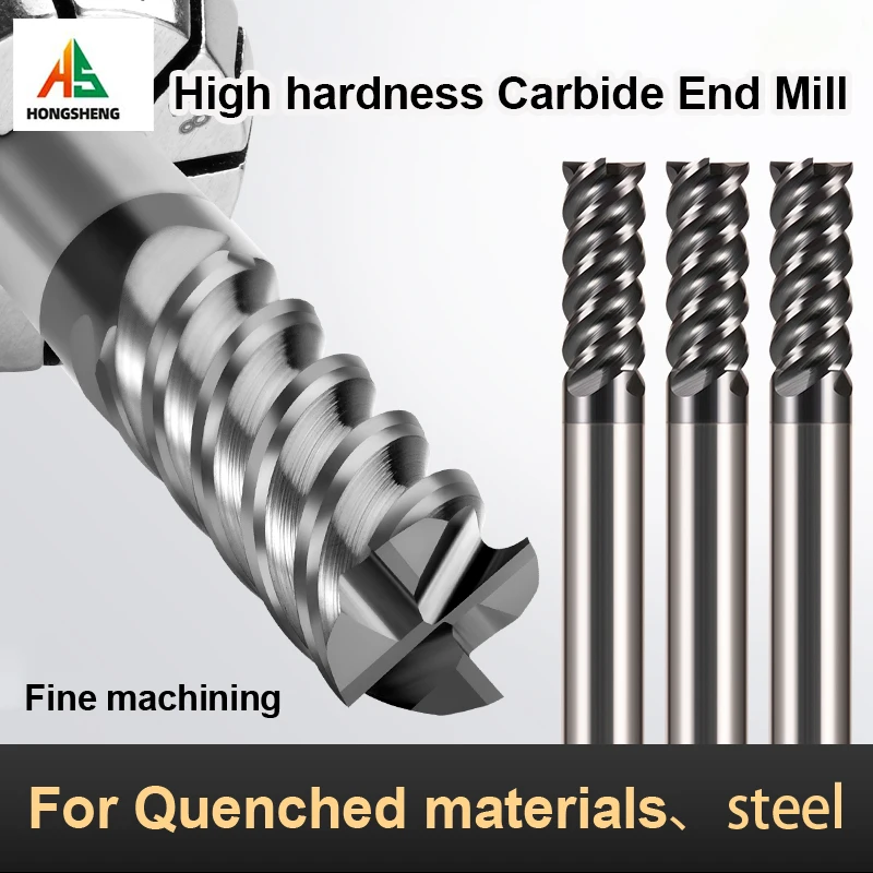 4 Flutes Carbide End Mill 1 4 6 7 8 10 12mm 18 20mm Shank Metal Steel Tungsten Milling Cutter CNC Finishing Machining Router Bit