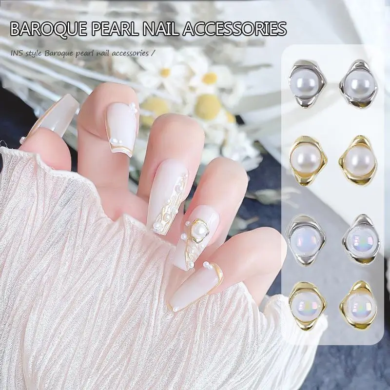

10 шт., аксессуары для дизайна ногтей в стиле барокко, AB жемчуг, нерегулярный сплав, плоская задняя часть, 3D украшения для ногтей для маникюра «сделай сам», подвески, дизайн орнаментов