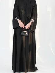 Eid Muslim Abaya for Women Bow Dresses Jalabiya Vestidos Split Sleeve Ramadan Morocco Dubai Long Robe Party Islam Kaftan 2025