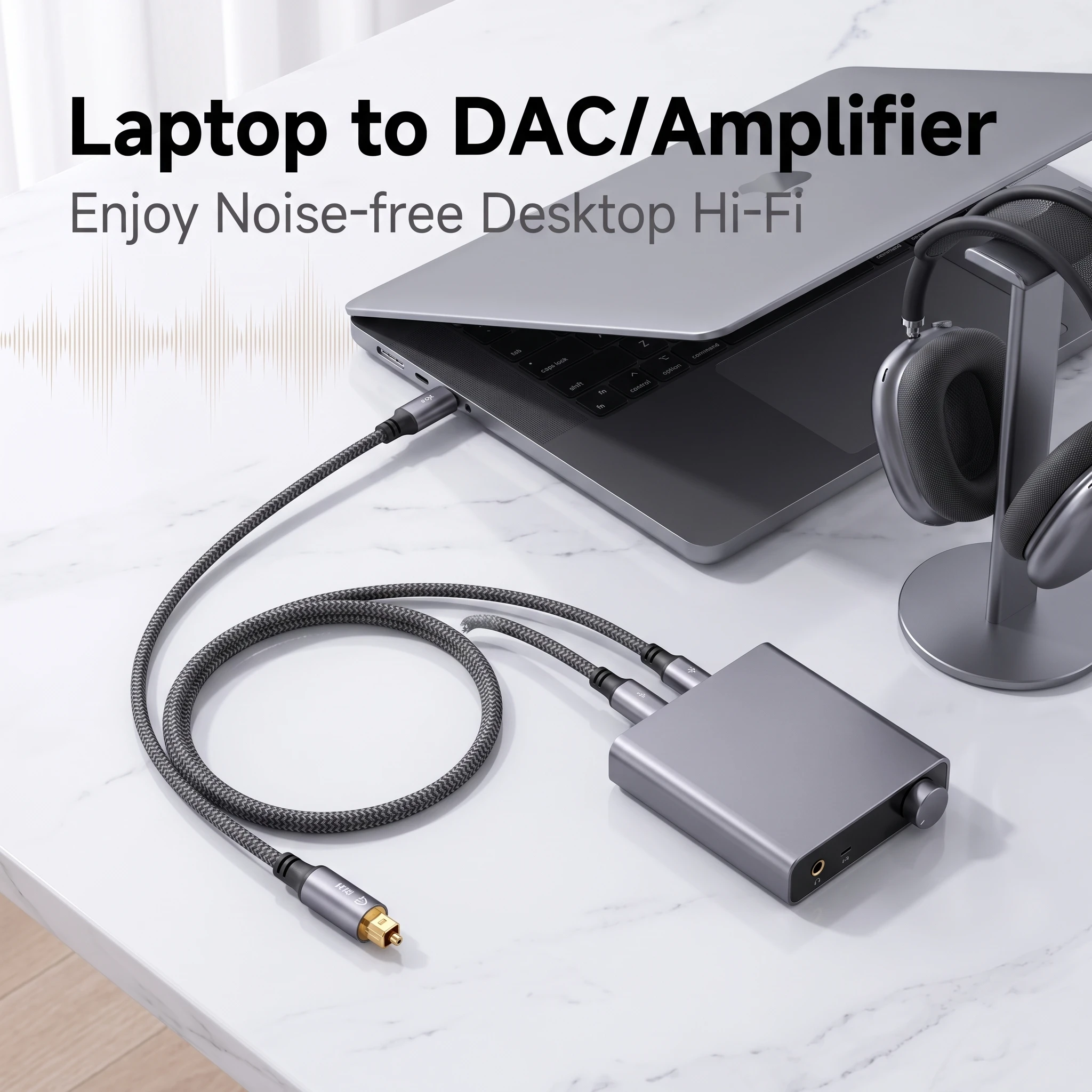 Sehr zu empfehlen: USB-C-auf-TOSLINK-Adapter für optischen Ton, USB-C-auf-SPDIF-Digital-Konverter für Laptops und Computer. – Detail 4