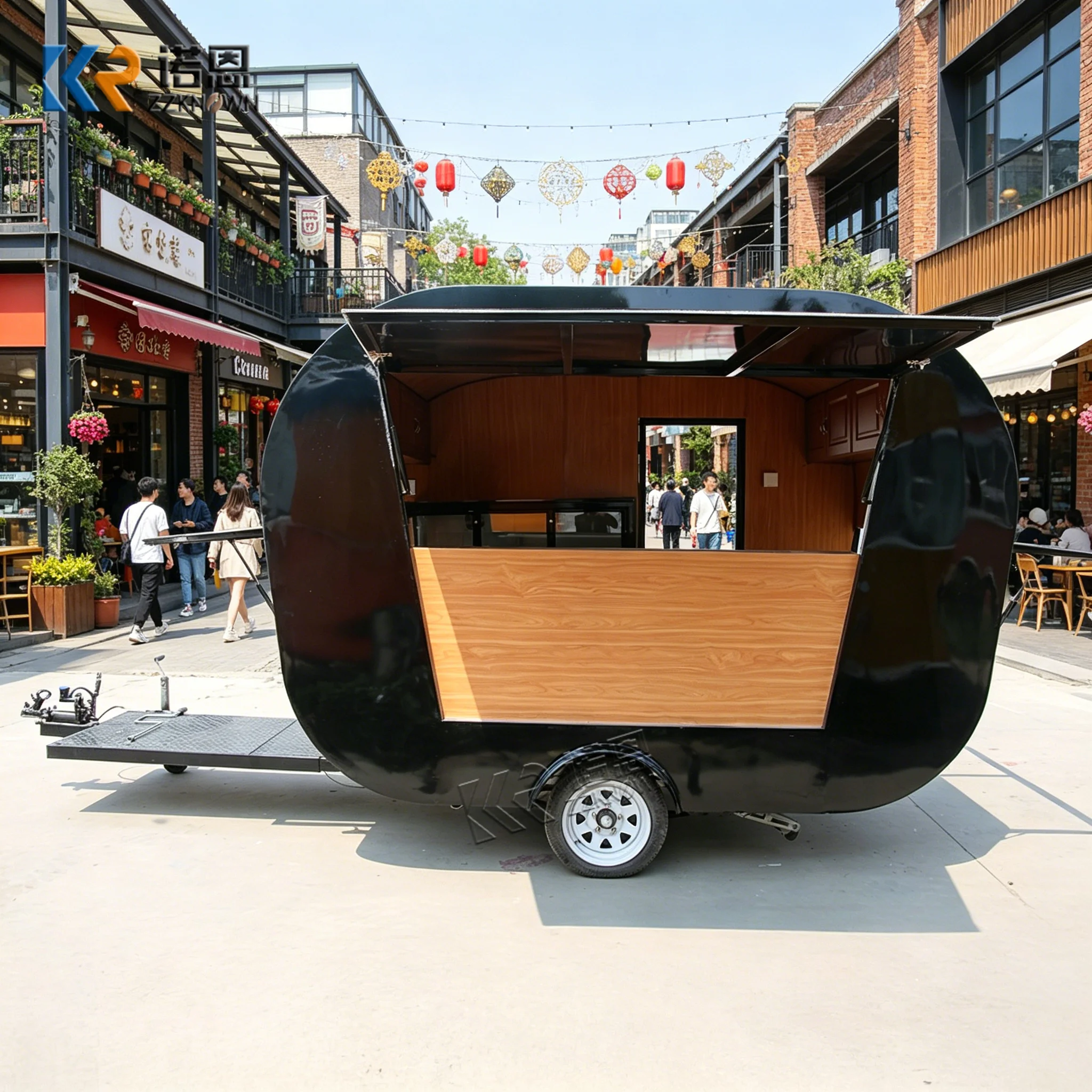 Customized Mobile Food Trailer Outdoor Street Food Truck Serving Window Coffee Burger Ice Cream Catering Kitchen Trailer