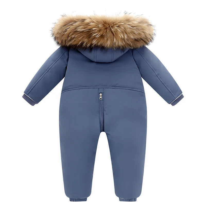 RAISE -30 Degree Russian Winter Kids Boy Jumpsuit Waterproof Real Fur Children Winter Overalls 1-5 Years Infant Baby Boy Rompers