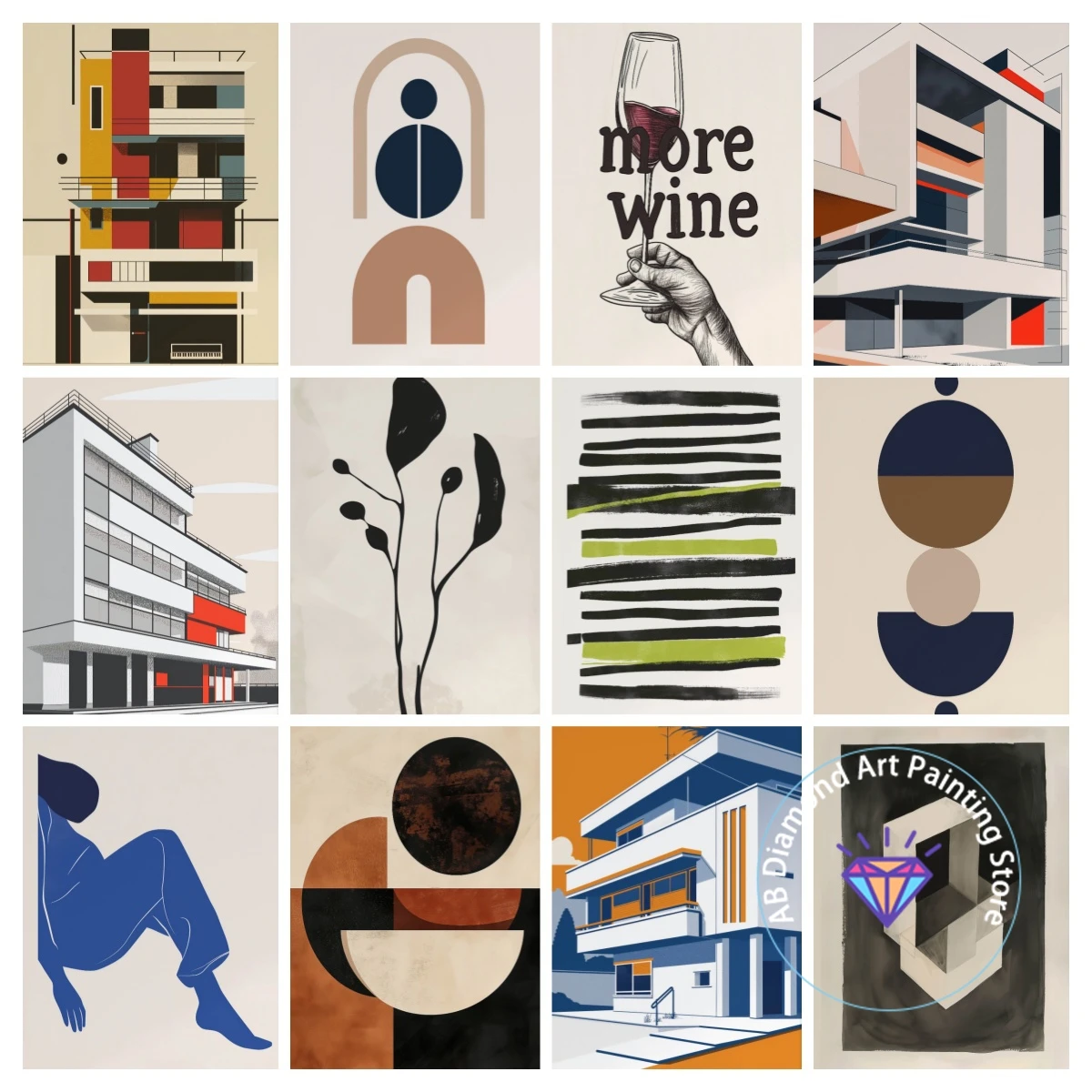 

Medieval Modern Architecture Geometric AB Diamond Painting Kit 5D DIY Diamond Embroidery Handmade Art Gift Home Decoration