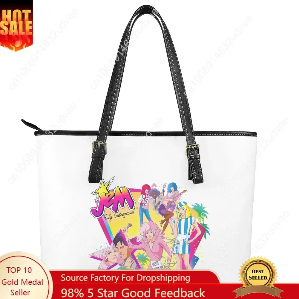 Jem and The Holograms Handbag Womens Mens Personalized Tote Bag Fashion Shoulder Bag Business Purse Travel Grocery Bag Gift