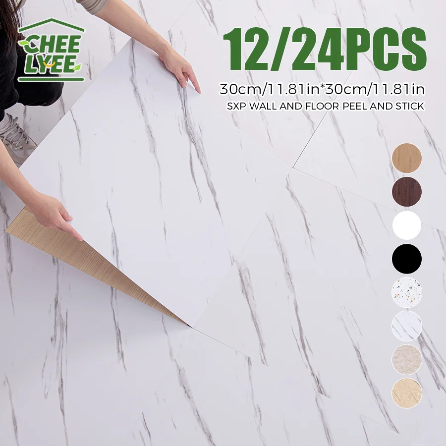 12/24 sztuki 30 * 30 cm Sxp Samoprzylepne naklejki ścienne, naklejki podłogowe, samoprzylepne naklejki na płytki, samoprzylepne naklejki z marmurowym wzorem, samoprzylepna folia aluminiowa, gotowe do odklejenia i przyklejenia, odpowiednie do suchych i płaskich miejsc wewnętrznych