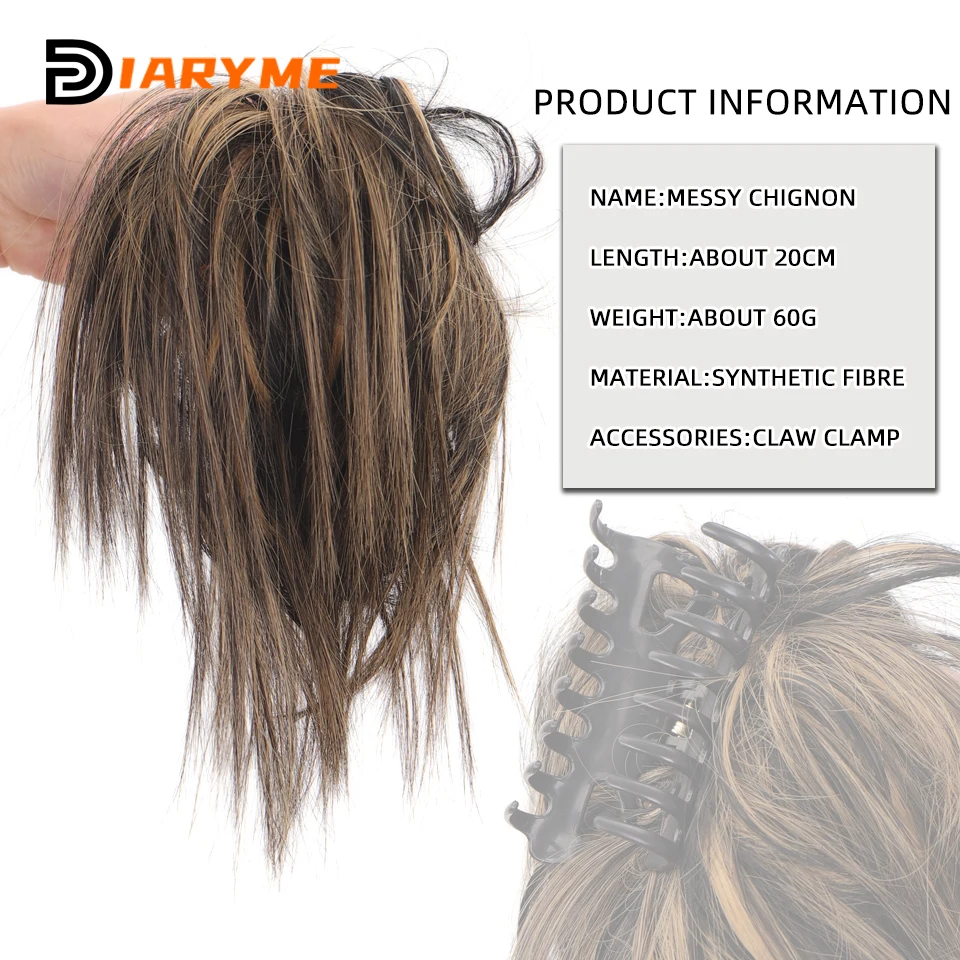 Synthetic Messy Chignon Claw Hair Bun Chignon Hair Extensions Scrunchy False Hair Clip In Hair Tail Extension For Women Hairpiec