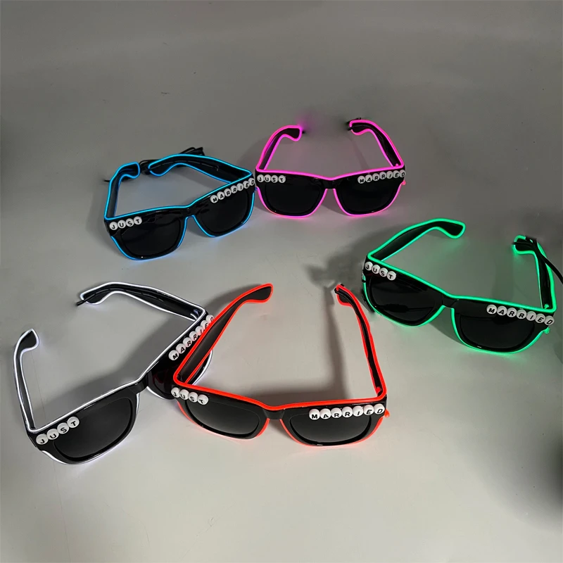 Wireless Led Just Married Sunglasses Bride Accessories Wedding As Honey Gift Bride And Groom Glowing Wedding Heart Glasses