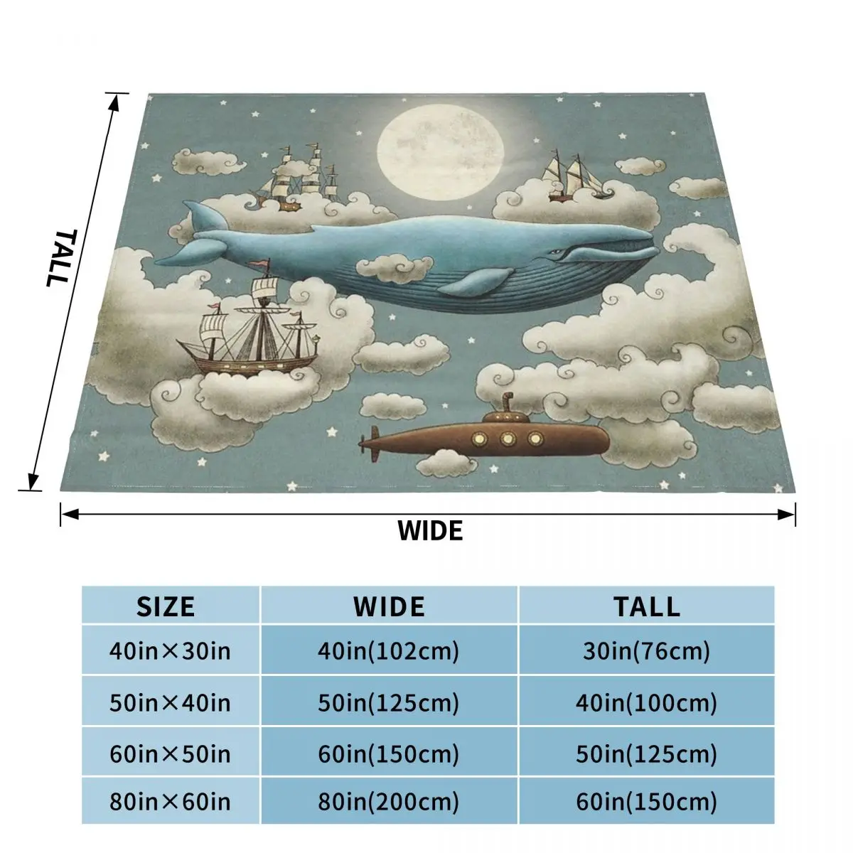 Ocean Meets Sky Blankets Soft Warm Flannel Throw Blanket Plush for Bed Living room Picnic Travel Home Sofa