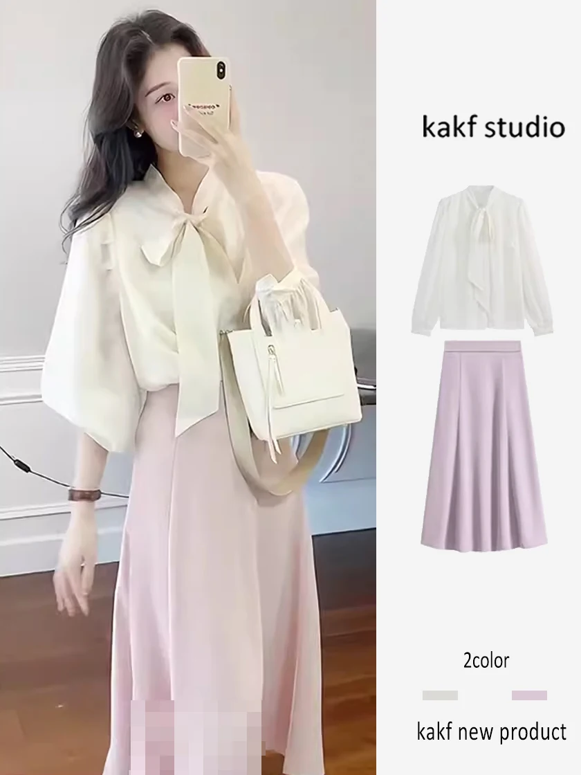 

Ранний весенний чай Sle Long Sve с поясом, молодежная и красивая розовая юбка, комплект из двух предметов для молодых женщин