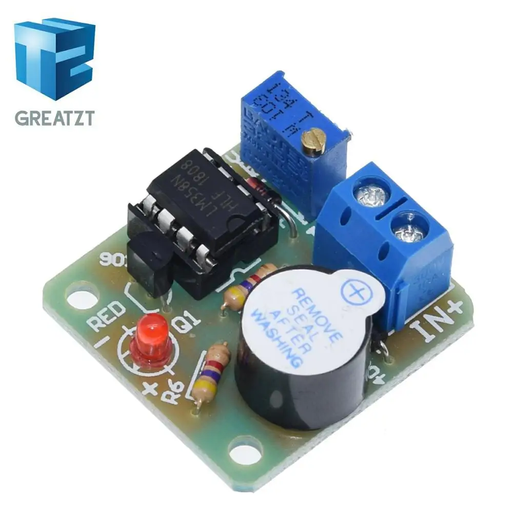 12V LM358 Accumulator Sound Light Alarm Board Buzzer Prevent Over Discharge Controller Module Without Overvoltage Protection