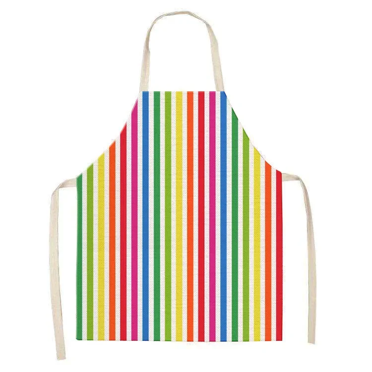 Cute Rainbow Contrast Color Painting Anti-fouling Apron Printing Parent-child Household Art Apron Canvas Denim Florist Apron