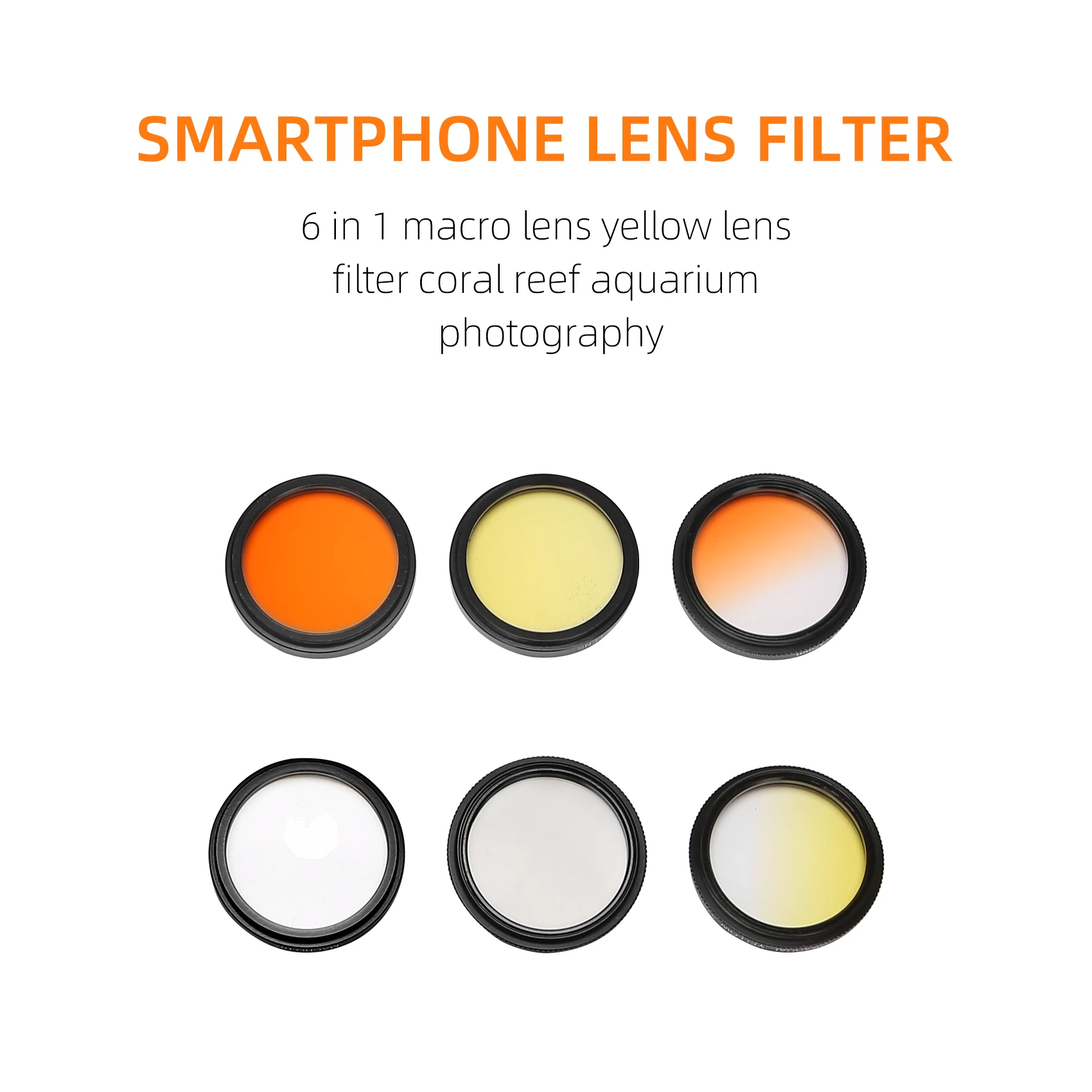 Lensa akuarium tangki ikan, Filter lensa kamera 6 in 1 lensa makro Filter lensa kuning karang fotografi akuarium