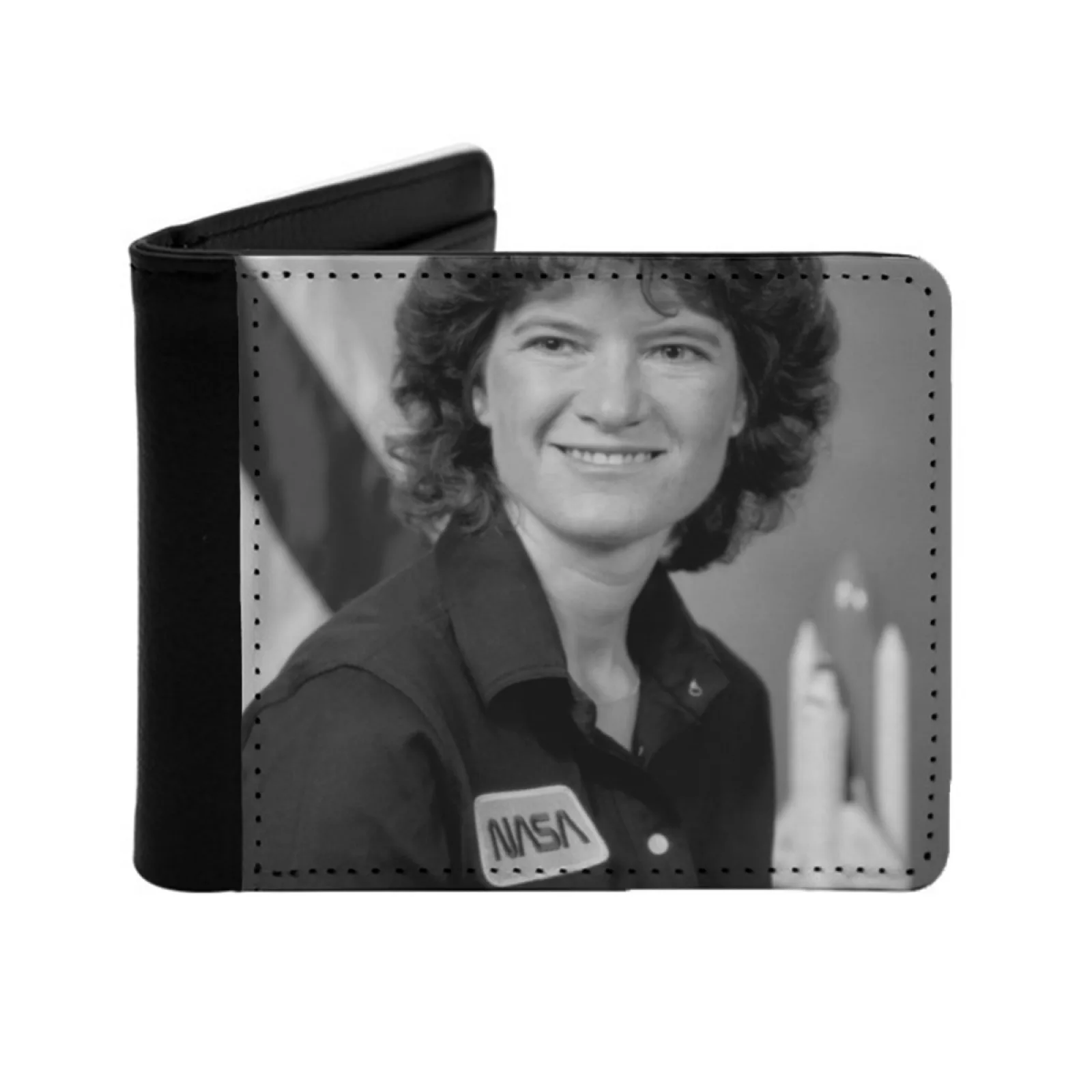 

Персонализированный мужской кожаный кошелек Astronaut Sally Ride, сумка для денег, кошелек из искусственной кожи, Sally Ride, астронавт, космический полет