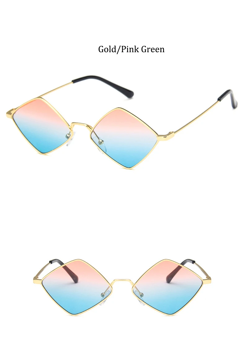 Hipster Polygon Frauen Sonnenbrille Unregelmäßige Vintage Kleine Rahmen Raute Damen Sonnenbrille Shades Retro Legierung Brillen Schwarz – Detail 16