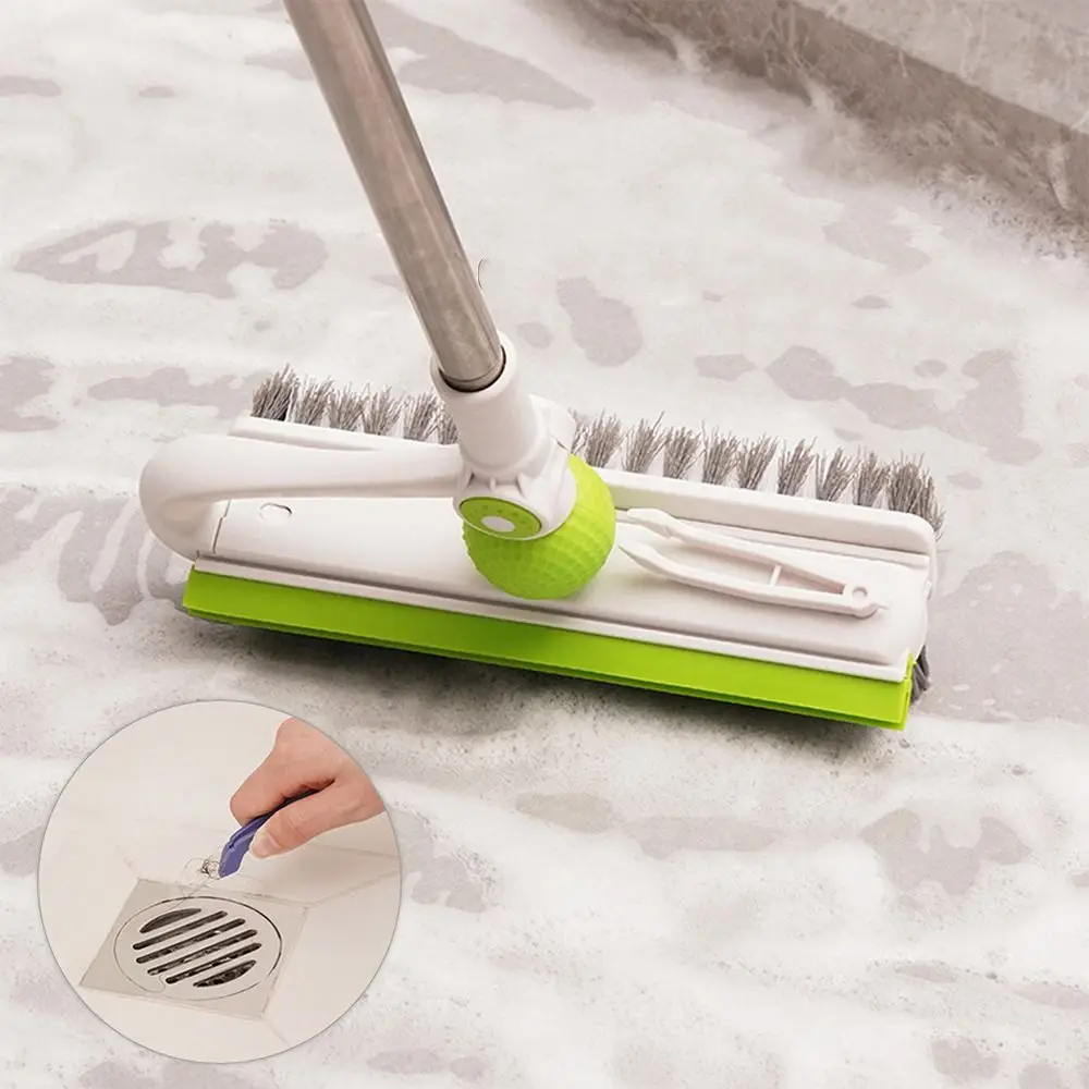 

Handheld Floor Cleaning Brush Adjustable Detachable Head Telescopic Pole Brush Deep Cleaning Double-Layer Scrapers Brush