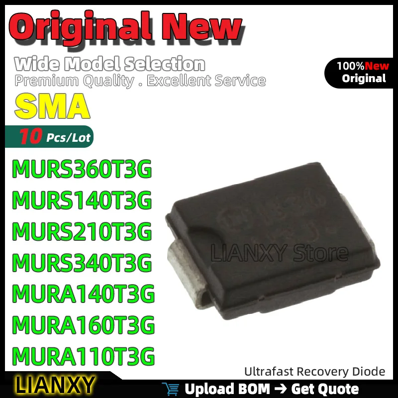 10pcs SMA MURS360T3G MURS140T3G MURS210T3G MURS340T3G MURA140T3G MURA160T3G MURA110T3G Ultrafast Recovery Diode New Original