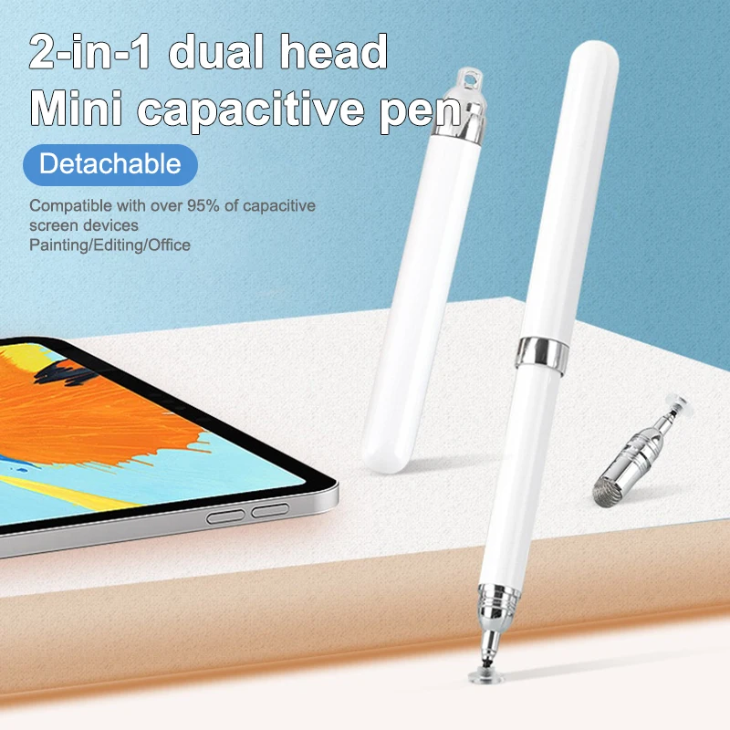 2-In-1 Retractable Screen Touch Pen and Stylus; Fits All Samsung, iPhone Devices; Compact Capacitive Mini Art Tool