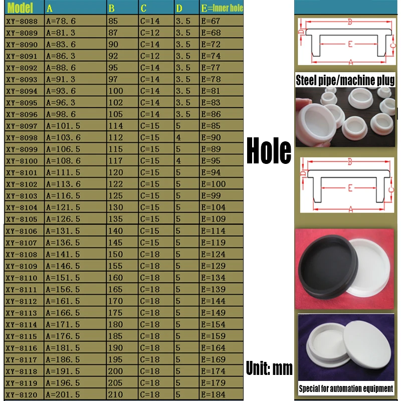 1PCS 101.5mm-201.5mm Silicone Rubber Hole Plug PVC Tube/Water Pipe Plug Rubber Stopper Sealing Plug Snap-on Gasket Seal Stopper