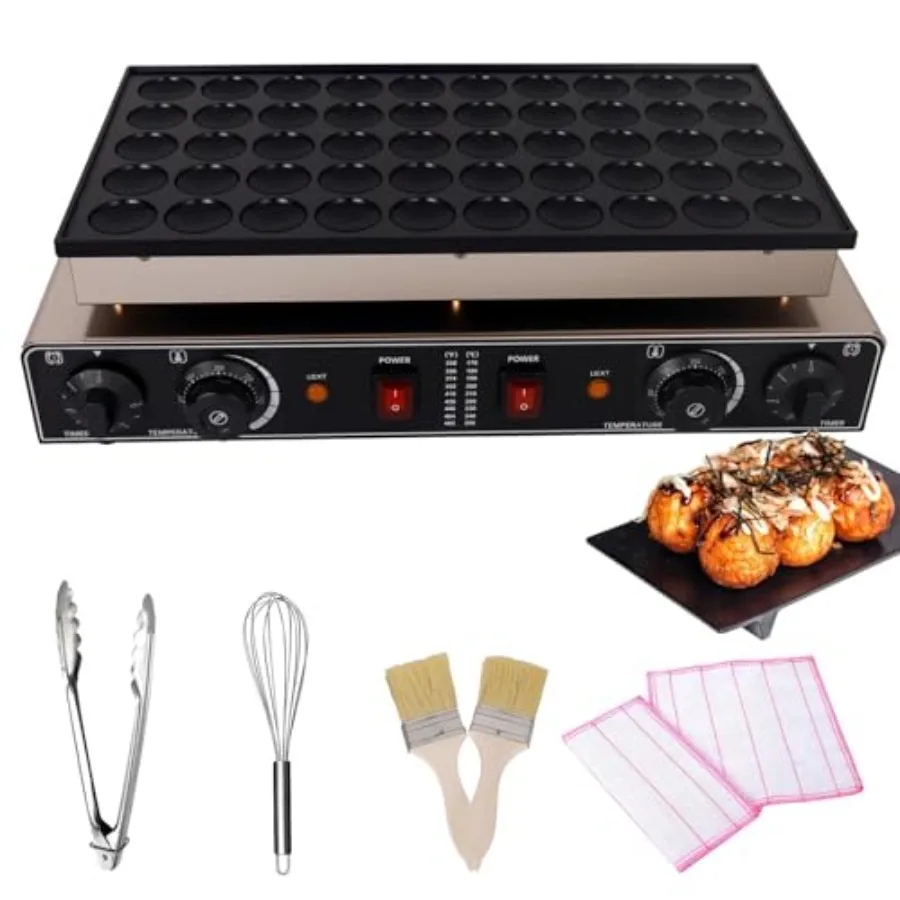 

Commercial poffertjes grill for cafe use, steel body, black, 1800W power with 50-hole design and durable non-stick coating for