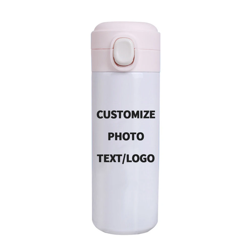 1Pc tazza in acciaio inossidabile personalizzata 18OZ/500ml Thermos con isolamento sottovuoto bottiglia d'acqua termica personalizzata il tuo testo foto LOGO