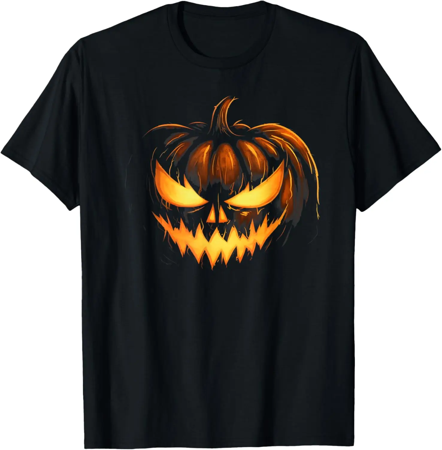 Scary Glowing Jack O Lantern Pumpkin Face Graphic T-Shirt Halloween Horror Tee