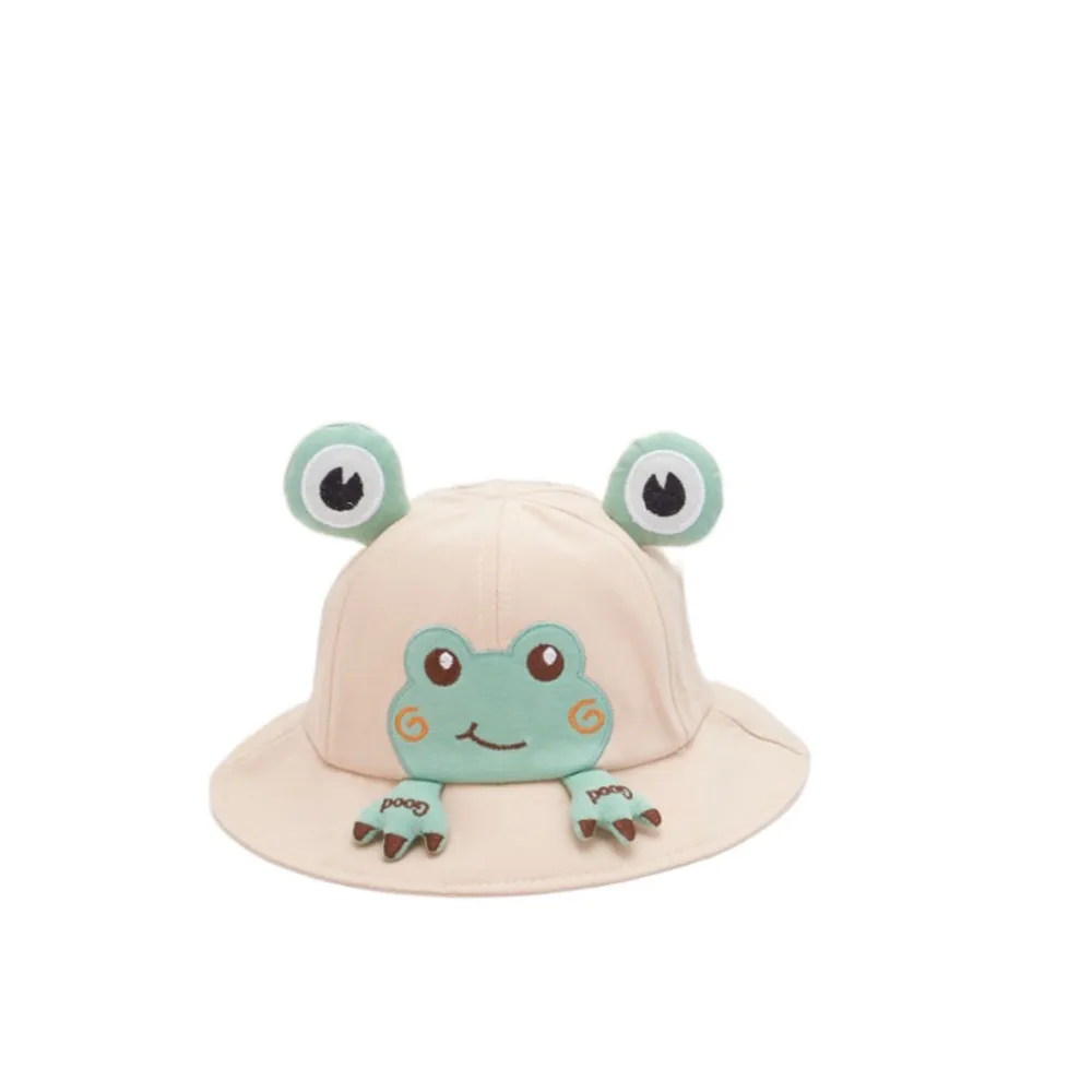 

Korean Style Cartoon Frog Bucket Hat Mesh Cotton Baby Sun Protection Hat Breathable Streetwear Children Fishman Hat Summer