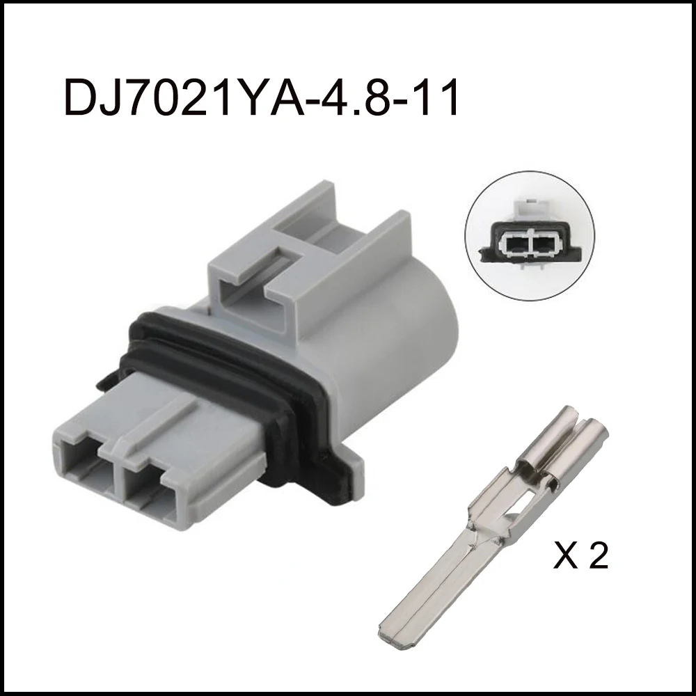 100SET DJ7021YA-4.8-11 car wire connector Harnes cable 2 pin automotive waterproof plug Include terminals seal