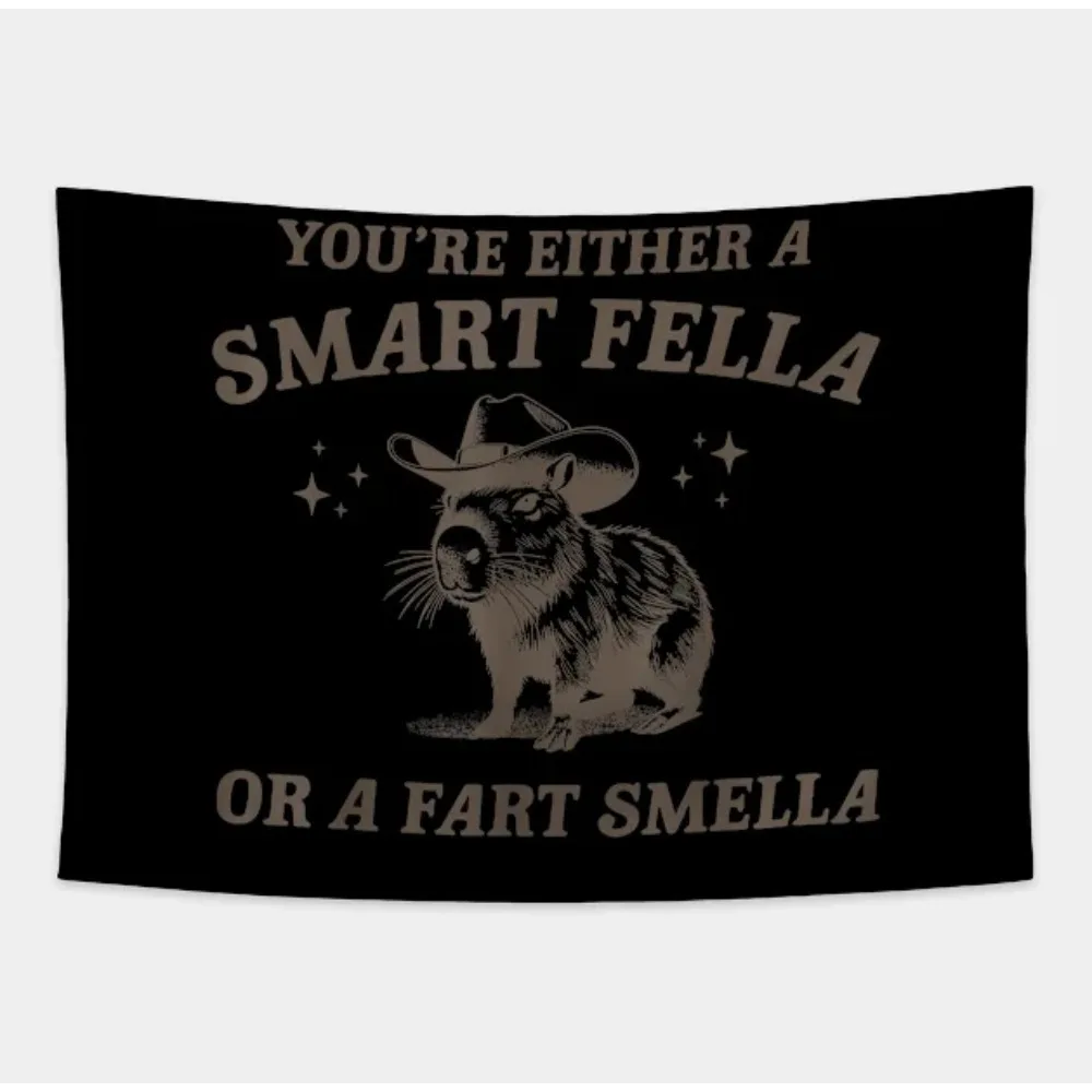 Funny Western Tapestry: Smart Fella or Fart Smella, Unique and Humorous Wall Art for an Entertaining Decor Statement