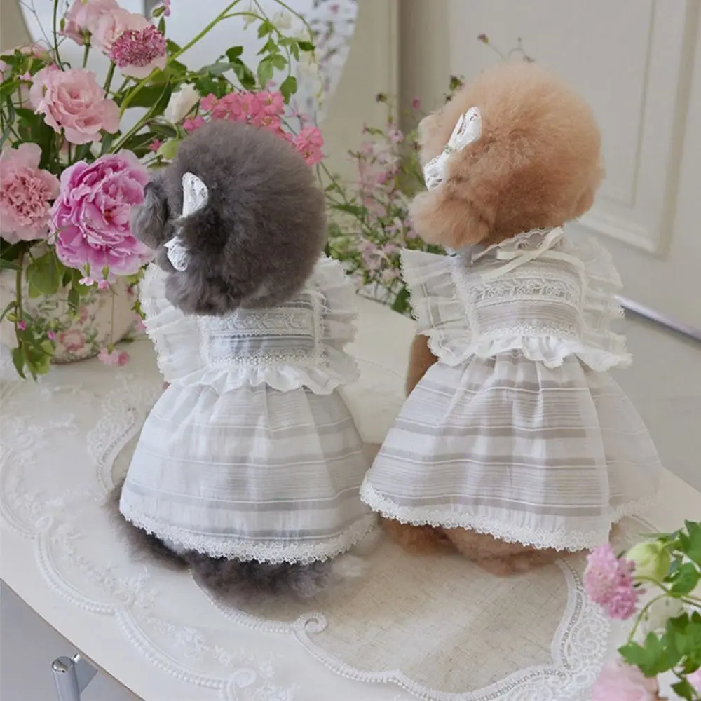 

Fashion Lace Pet Princess Dress Soft Breathable Cat Flying Sleeve Skirt Thin Design Dog Vest for Puppy Kittens