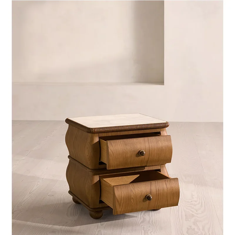 #az Customized Handcrafted High End Smooth Oak Wood Waterproof Bedroom Nightstand