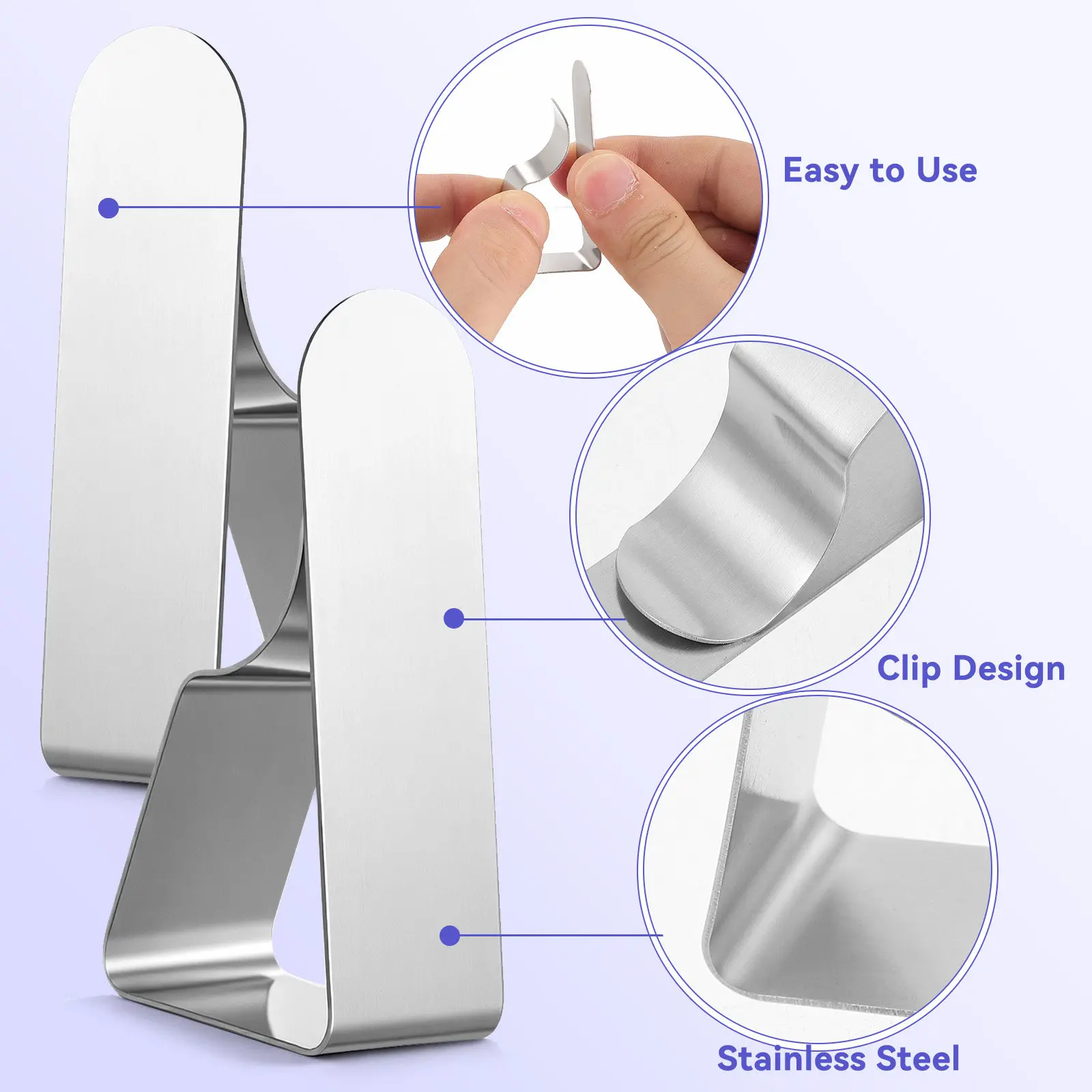 8Pcs Trapezoid Tablecloth Fasteners Stainless Steel One-Piece Weather-Resistant Table Skirt Anchors for Outdoor Picnic Tables