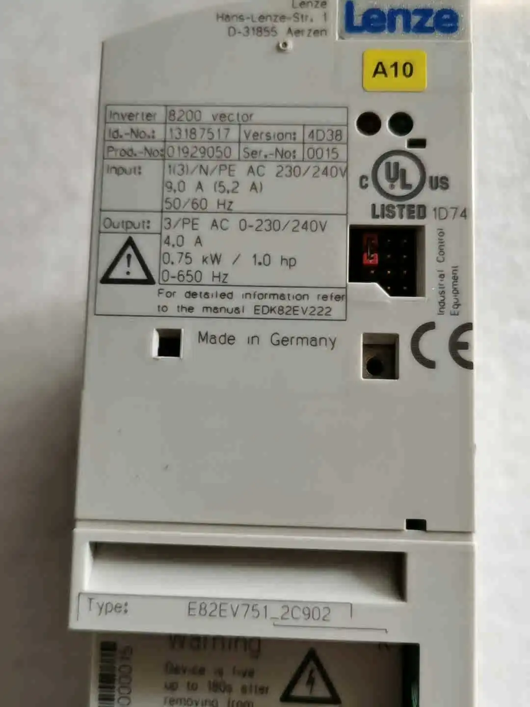 E82EV751-2C902 Inverter per Lenze 0.75KW 220V