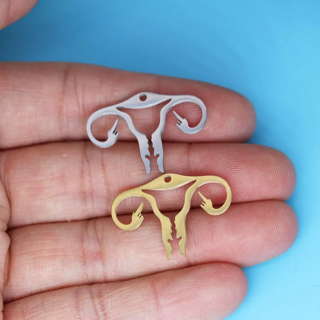 3Pcs Stainless Steel Medical Organ Uterus Pendant Charms For Jewelry Making Doctor Nurse Obstetra Souvenir Gifts DIY Accessories