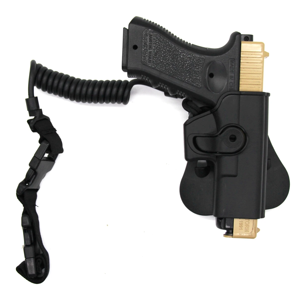 Gen1-4 G17 Tactical Gun Holster with Anti-lost Spring Rope Sling Right Hand Waist Pistol Holster Hunting Handgun Case