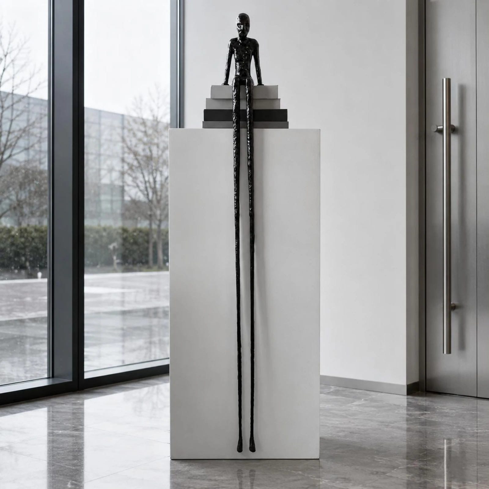 Abstract Long Leg Metal Character Sculpture Minimalist Human Statue Ornament For Office Lobby Villa Entrance Showroom Home Decor