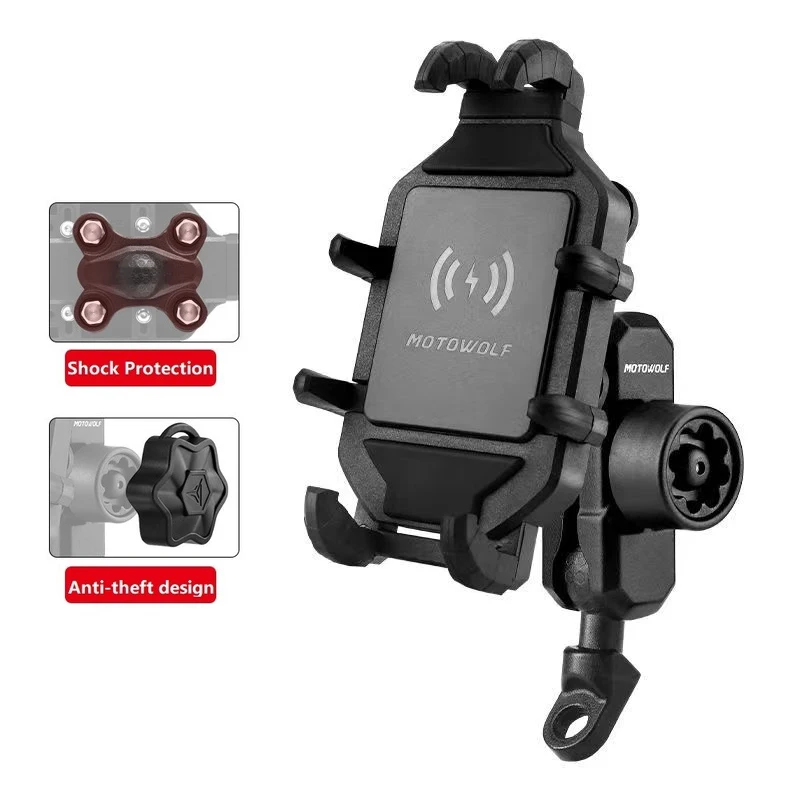 Motorfiets Draadloos Opladen Telefoon Houder Cradle 3.0 Snellader GPS Moto Ondersteuning Mobiele Telefoon Stuur Mount voor 4-7 inch Telefoon