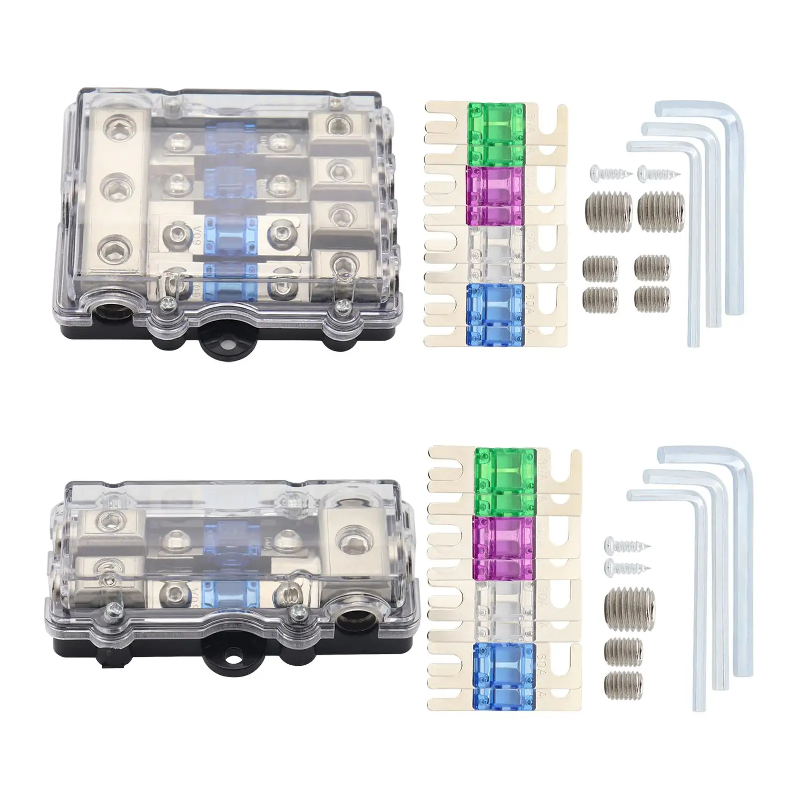 Fused Power Distribution Block Set Anl Fuse Holder Compact Transparent Cover