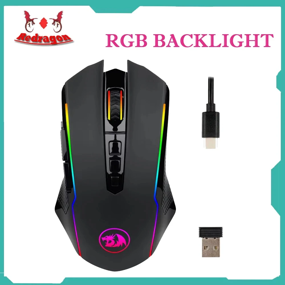 Mouse da gioco Redragon M910-KS RANGER LITE RGB 2.4G wireless/cablato a doppia modalità 8000 DPI con pulsanti di fuoco rapido