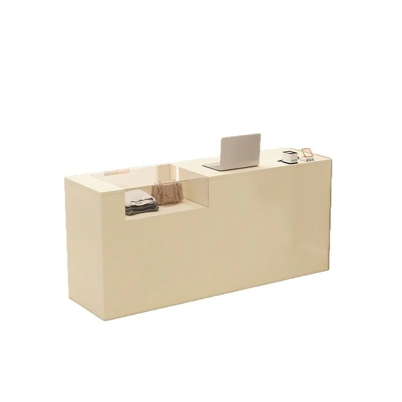 Clothing store, medieval women's clothing store, small bar table with glass jewelry counter, front desk