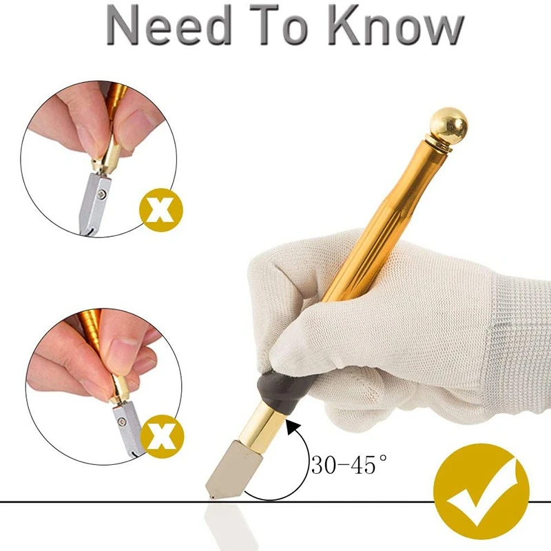 أداة قطع الزجاج AA26P 2-19 مم قاطع احترافي للتزييت التلقائي للزجاج السميك وبلاط السيراميك على شكل قلم رصاص وتصميم