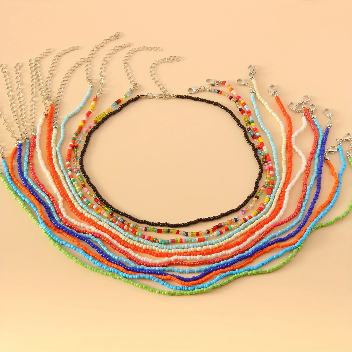 7pcs/sets Fashion Handmade Colorful Beads Necklace for Women