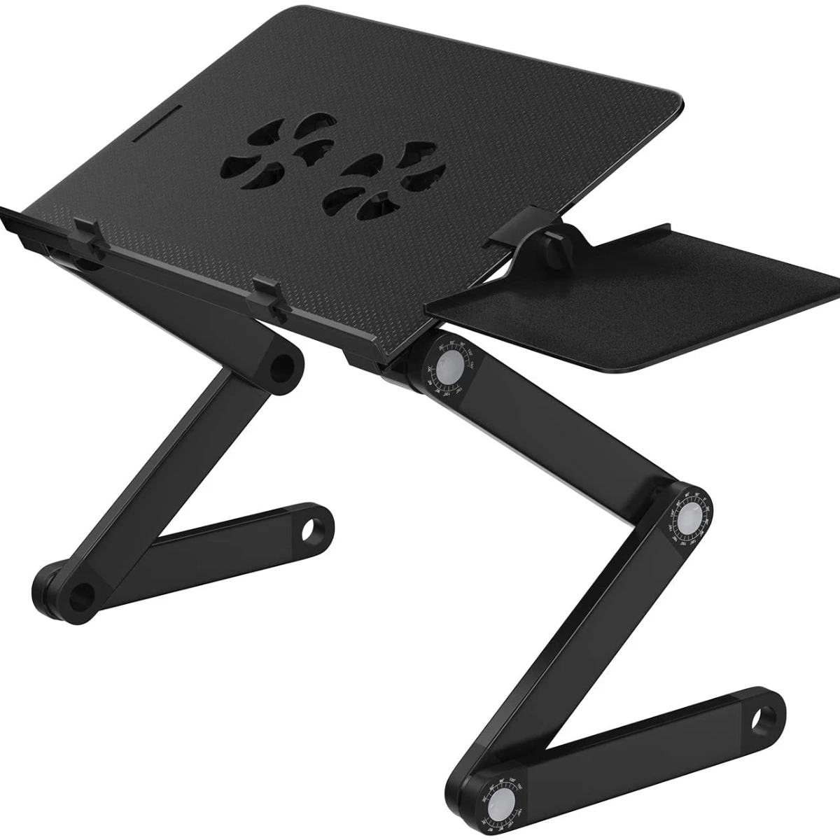 Home Office Metal Desk Portable Foldable Adjustable Laptop Stand with Mouse Board USB Cooling Fans