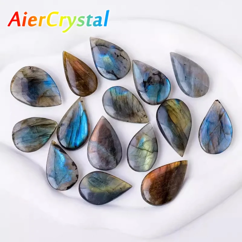 Natural Rainbow Light Stretching Stone Droplet Jewelry Accessories Raw Stone Polishing Bare Stone DIYShining Pendant Ring Bastet