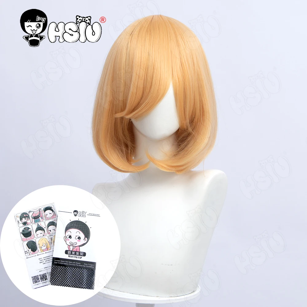 Peruka do cosplay peruka syntetyczna HSIU peruka z krótkim bobem proste włosy złoty różowy czerwony niebieski fioletowy dla kobiet 35cm 23 kolorowe peruki + czapka darmowa peruka — zdjęcie 6