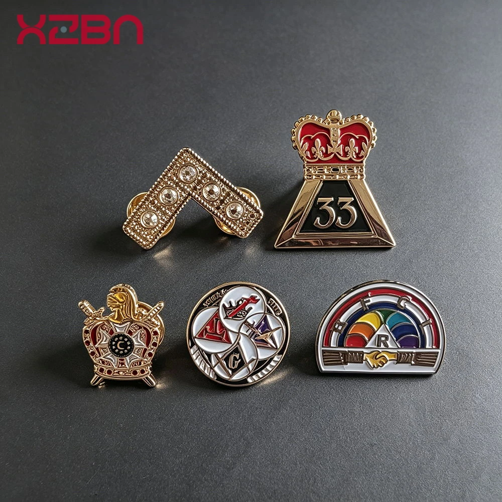 Masonic Lapel Pins Badge Mason Freemason Retro Brooch Freemason Member Ribbon Of Honor Suit Accessories Rank 33 Zinc Alloy