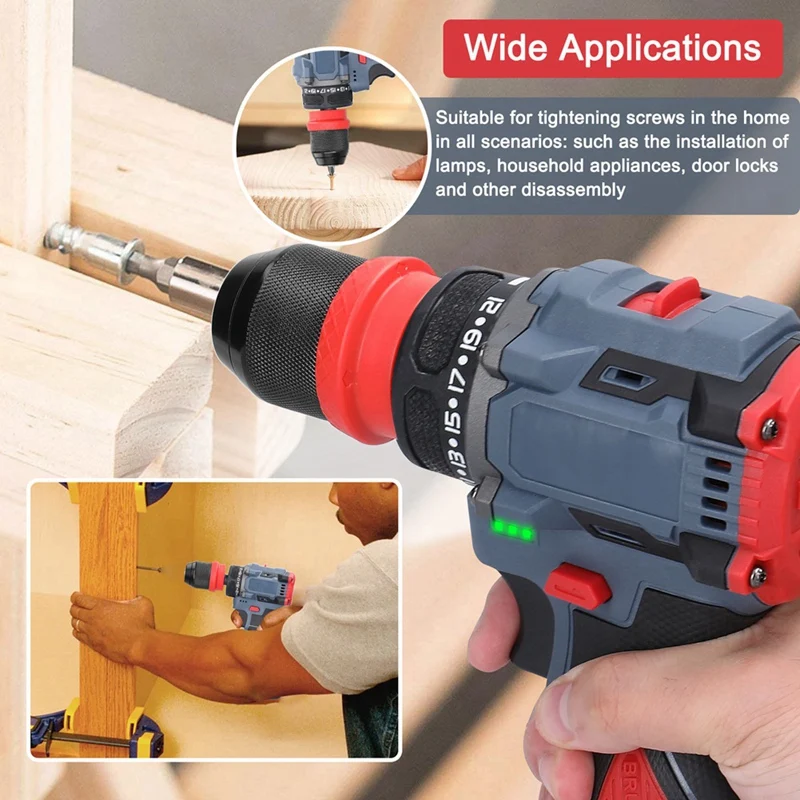 16.8V 2-In-1 Lithium Drill Electric Screwdriver Multi-Function Power Tool 45Nm Torque Brushless Motor Screw Driver Easy Install