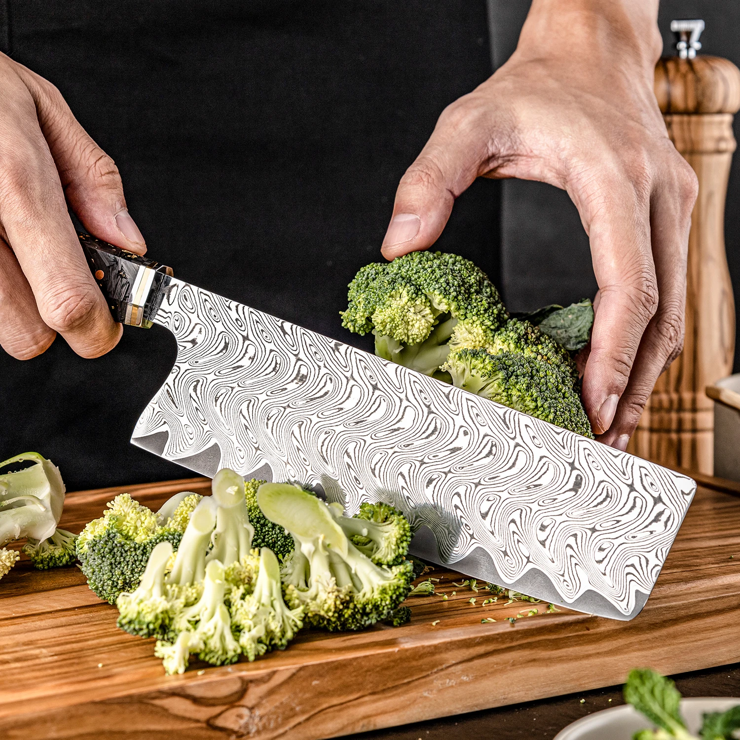 Grandsharp 7 Inch Nakiri Knife 67-layer AUS-10 Core Damascus Steel Kitchen Knife Food Meat Cutter Knife Sharp Kitchen Knive